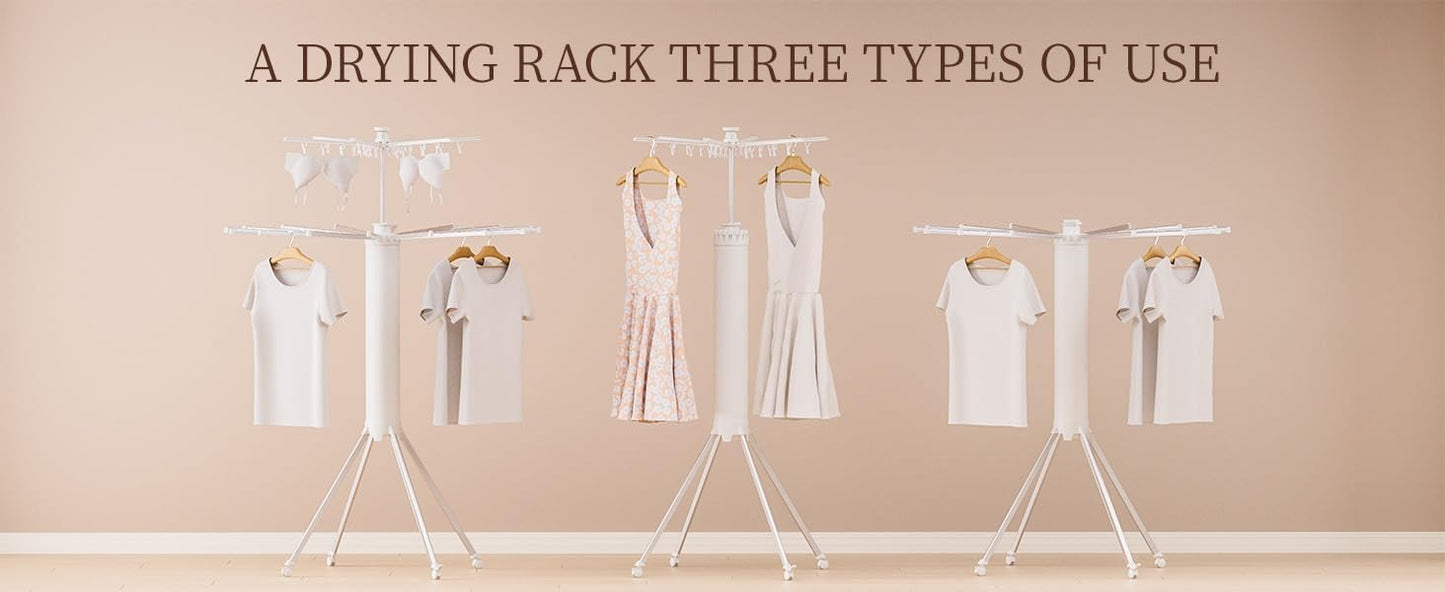 Foldable 360° Rotating Clothes Drying Stand | Aluminum Tripod Laundry Rack