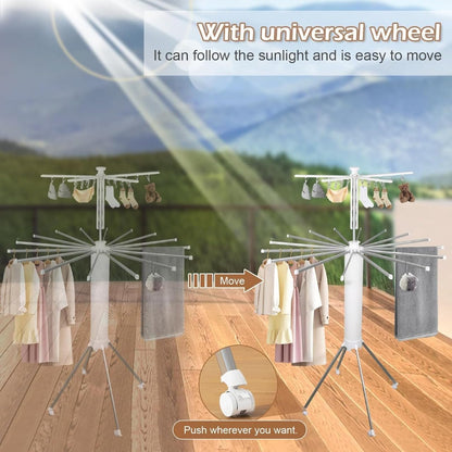 Foldable 360° Rotating Clothes Drying Stand | Aluminum Tripod Laundry Rack