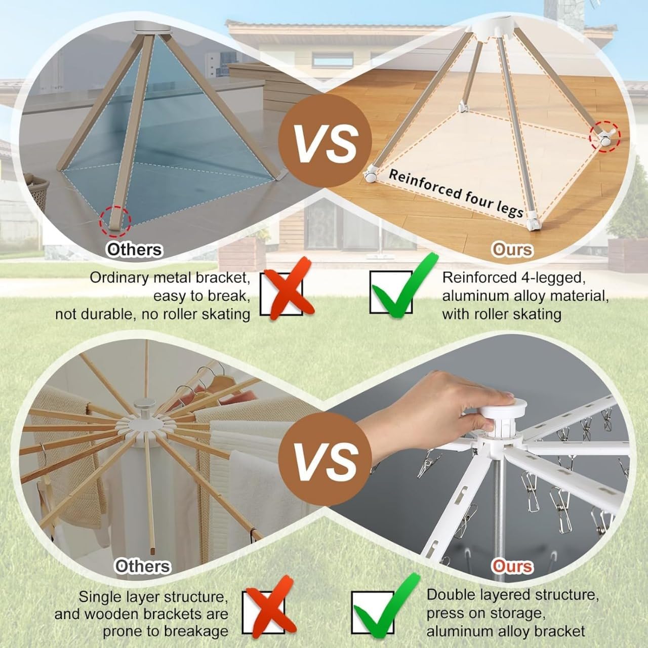 Foldable 360° Rotating Clothes Drying Stand | Aluminum Tripod Laundry Rack