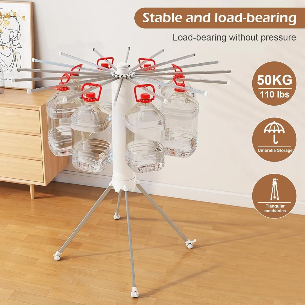 Foldable 360° Rotating Clothes Drying Stand | Aluminum Tripod Laundry Rack