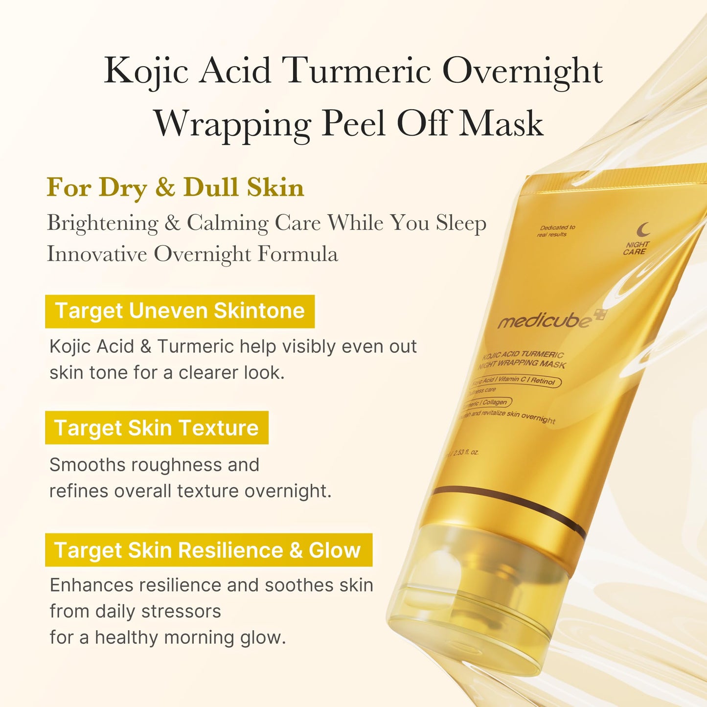 Medicube Turmeric Overnight Wrapping Peel-Off Mask | Glow & Elasticity Boost (Korean Skincare)