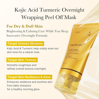 Medicube Turmeric Overnight Wrapping Peel-Off Mask | Glow & Elasticity Boost (Korean Skincare)